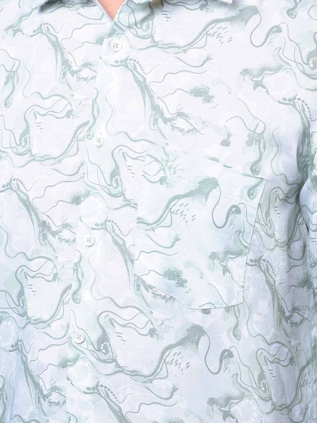 Green Abstract Print Shirt-Men Shirts-Crimsoune Club
