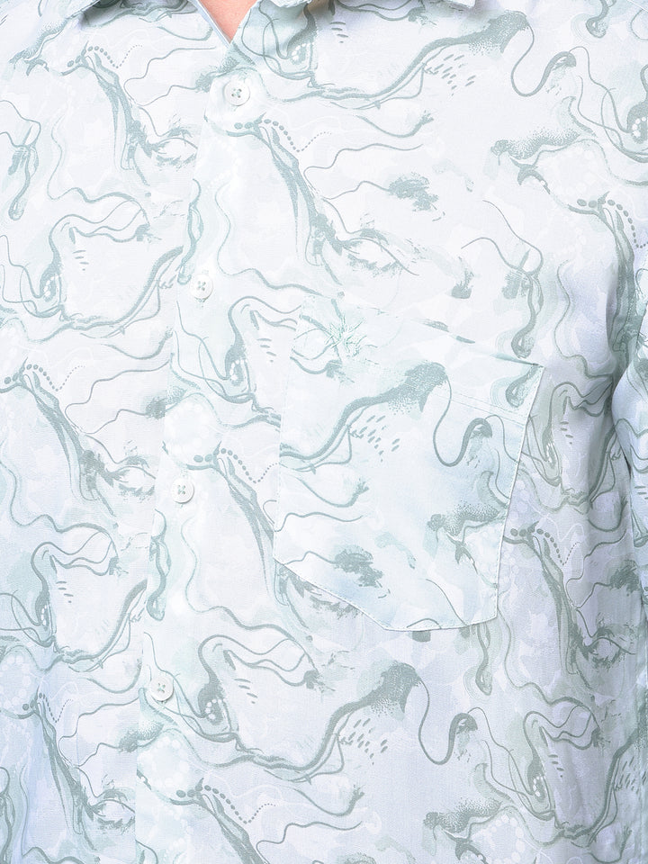 Green Abstract Print Shirt-Men Shirts-Crimsoune Club