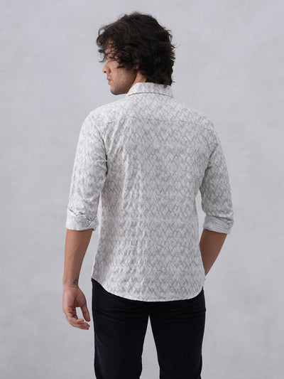 Green Printed Linen Shirt