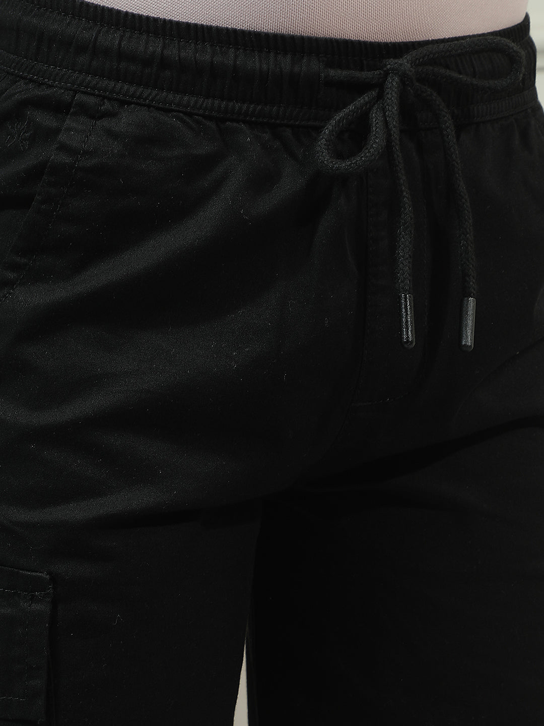 Black 100% Cotton Cargo Trackpants