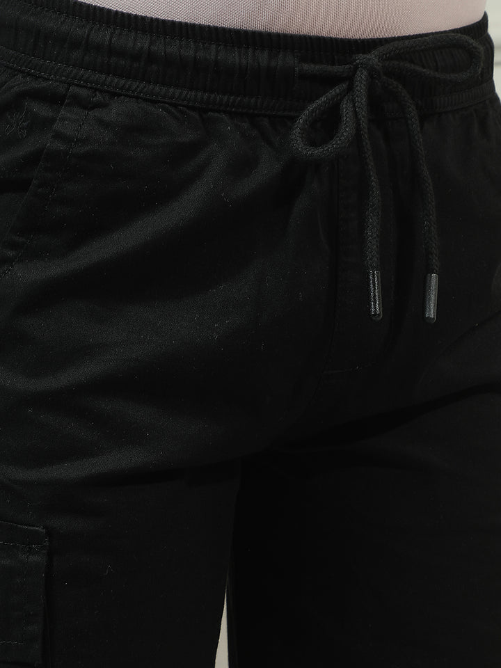 Black 100% Cotton Cargo Trackpants