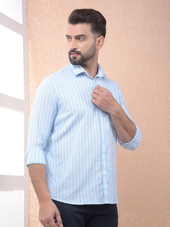 Blue Vertical Stripes 100% Cotton Shirt