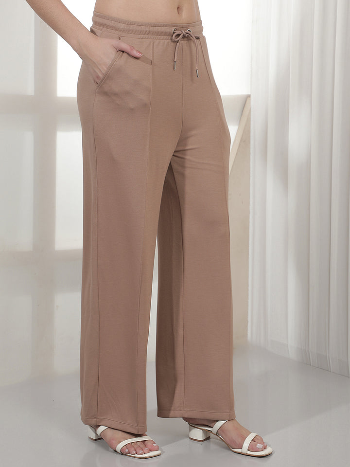 Luxe Sand Beige Casual Trousers