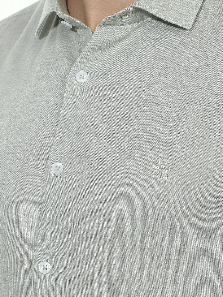 Green Casual Linen Shirt