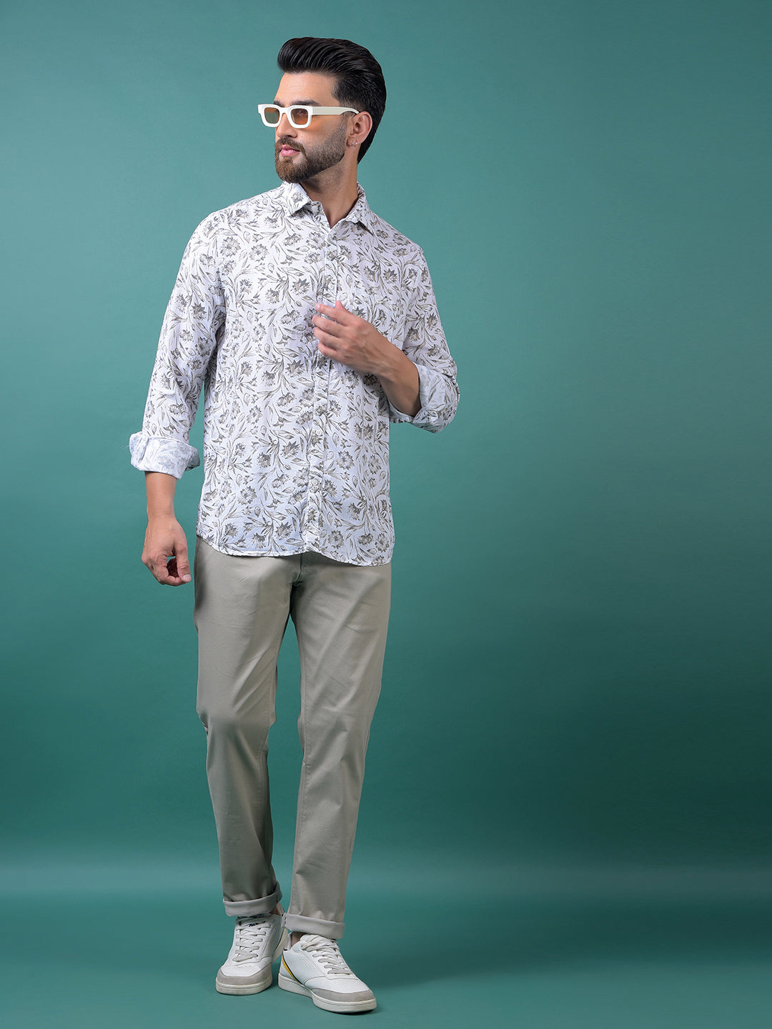 Grey Printed Trousers