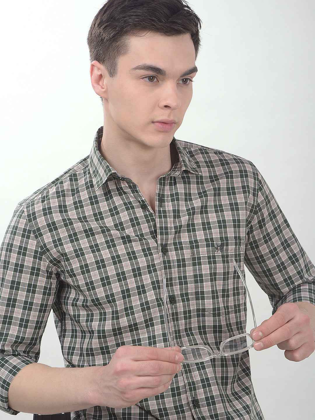 Green Checked 100% Cotton Shirt