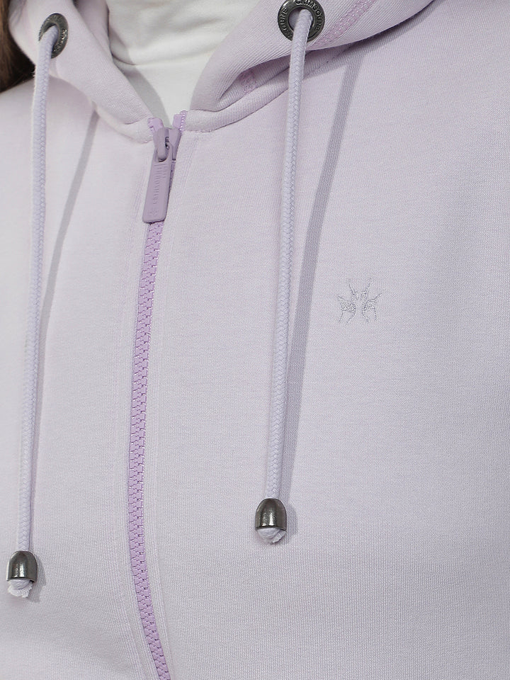 Purple Hooded Front-Open Sweatshirt