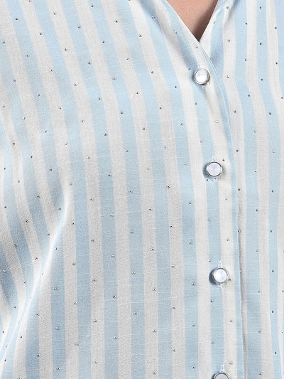 Skyline Blue Sparkle Stripes Shirt