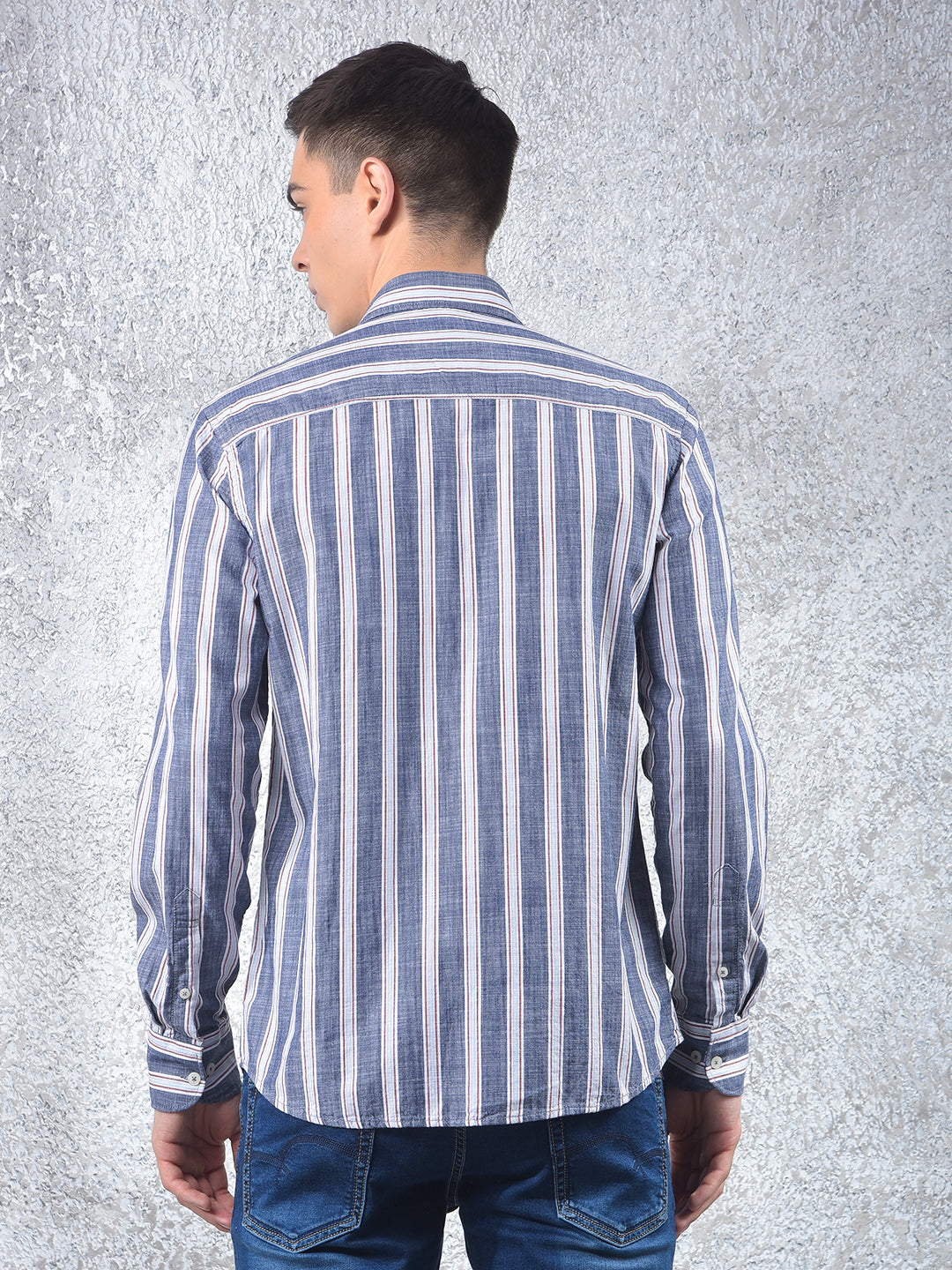 Blue Vertical Stripes 100% Cotton Shirt-Men Shirts-Crimsoune Club