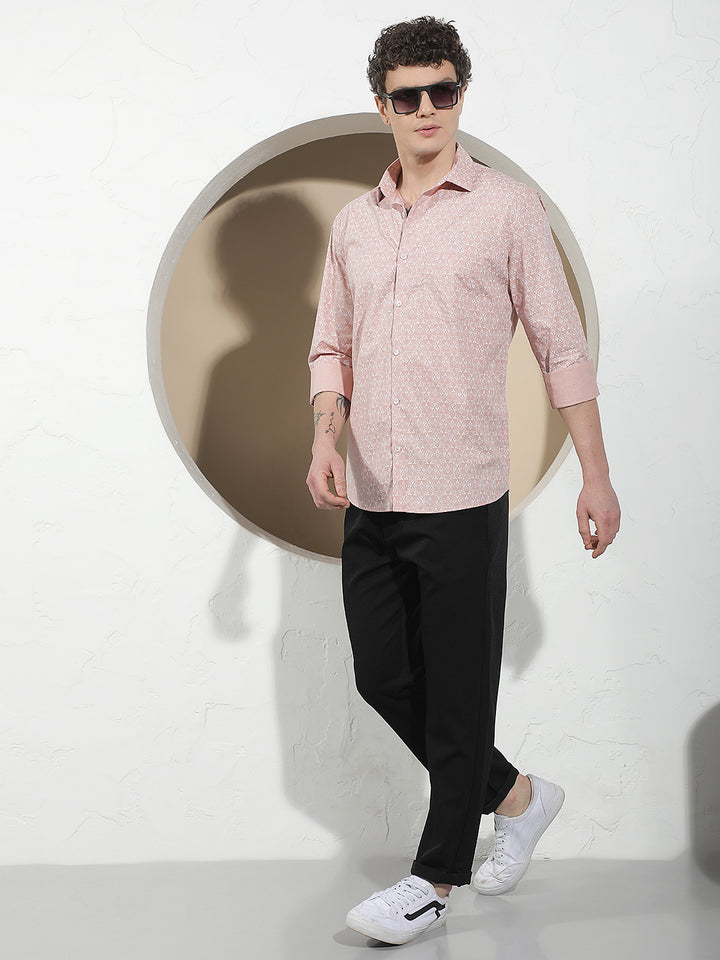 Signature Soft Peach Printed Shirt