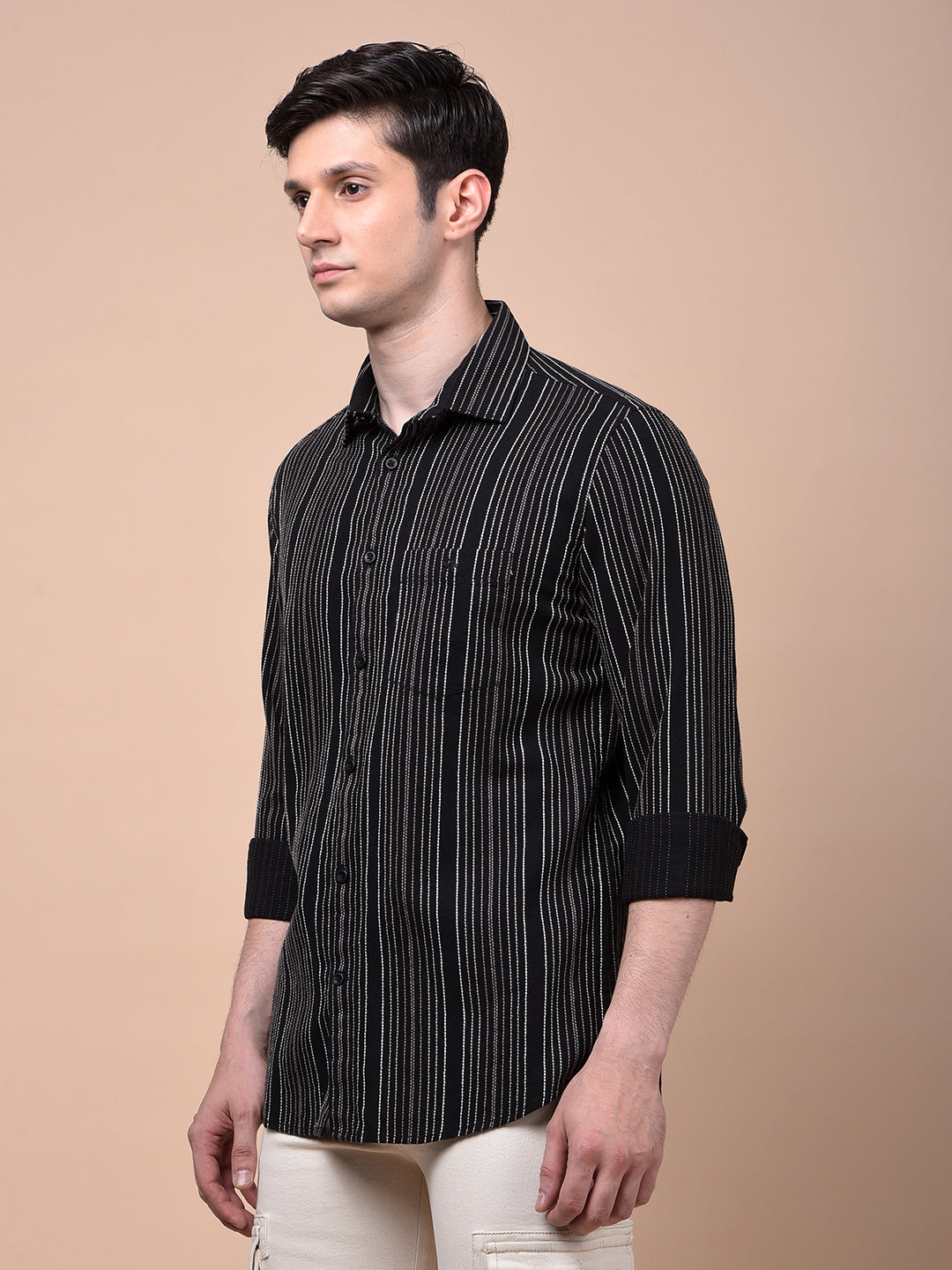 Black Vertical Stripes 100% Cotton Shirt