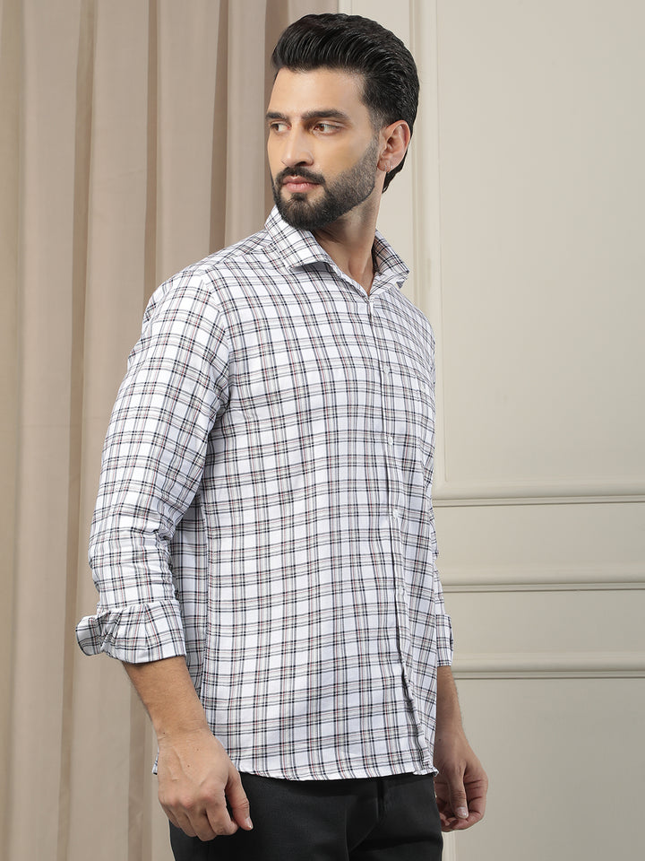 White Checked 100% Cotton Shirt