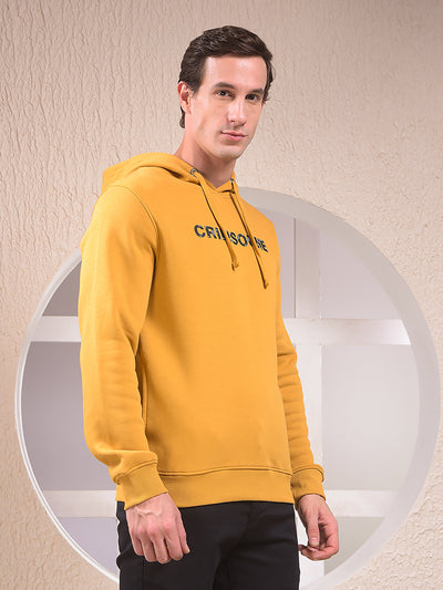 Mustard Embellished Hooded Neck Sweatshirt