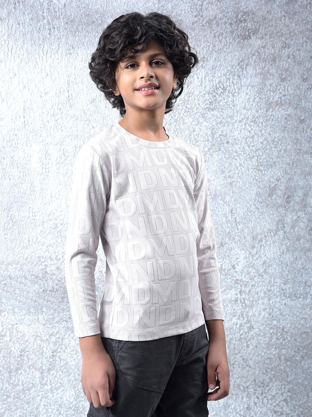 Effortless Look Beige Jacquard T-Shirt