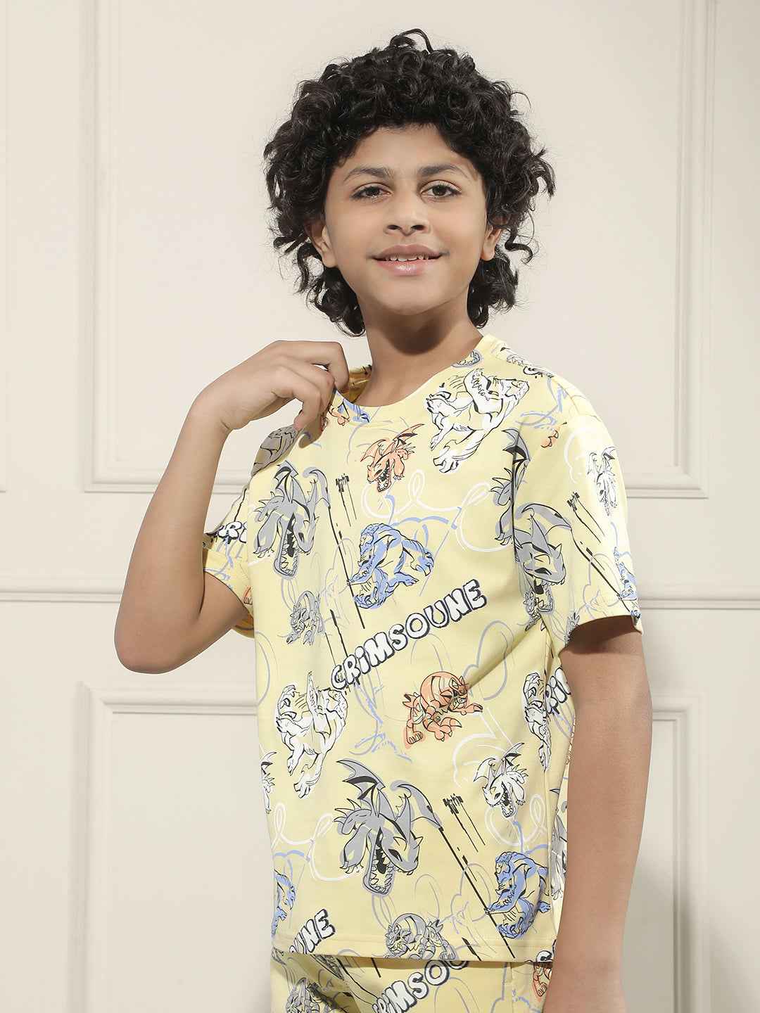 Yellow Graphic Print 100% Cotton T-Shirt