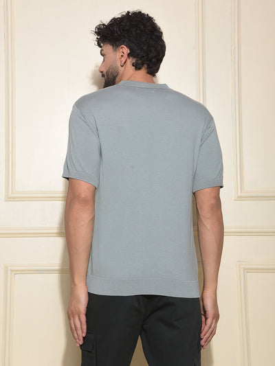 Green Jacquard Polo Neck T-Shirt