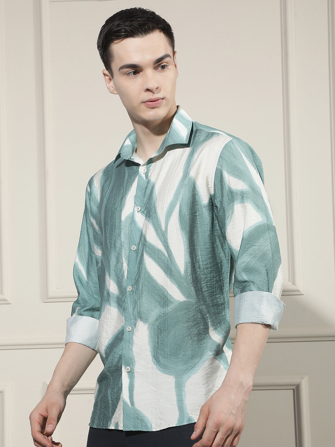 Green Botanical Print Shirt
