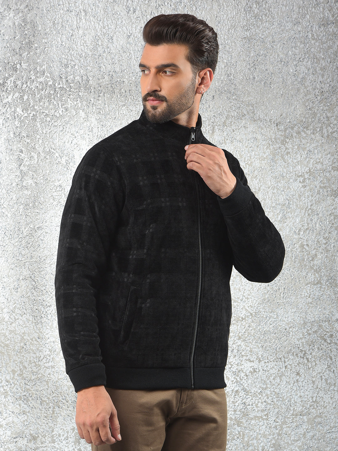 Black Jacquard Reversible Jacket