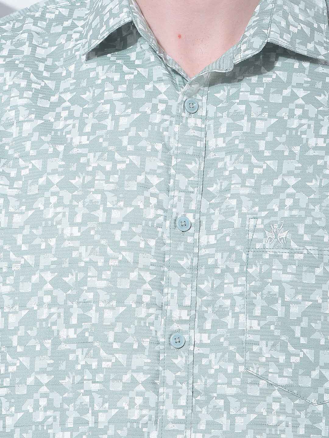 Green Printed 100% Cotton Shirt
