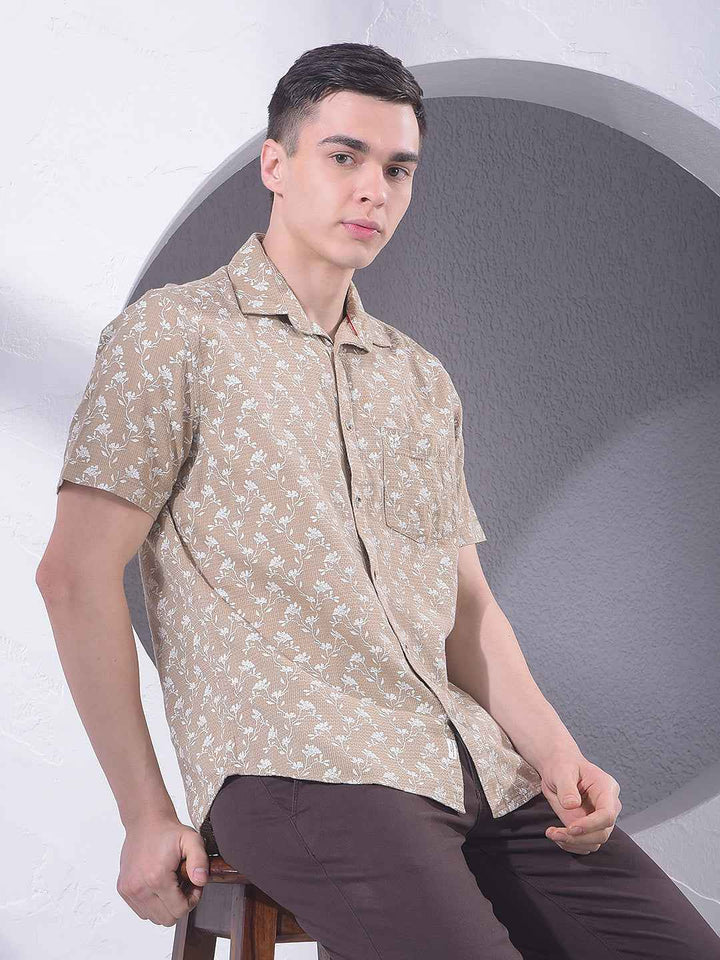 Brown Floral Print Shirt