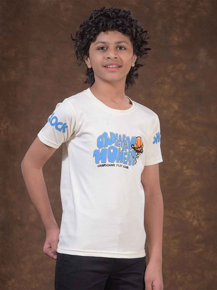 Cream Graphic Print T-Shirt