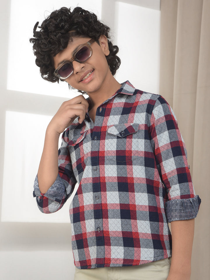 Maroon Checked 100% Cotton Shirt