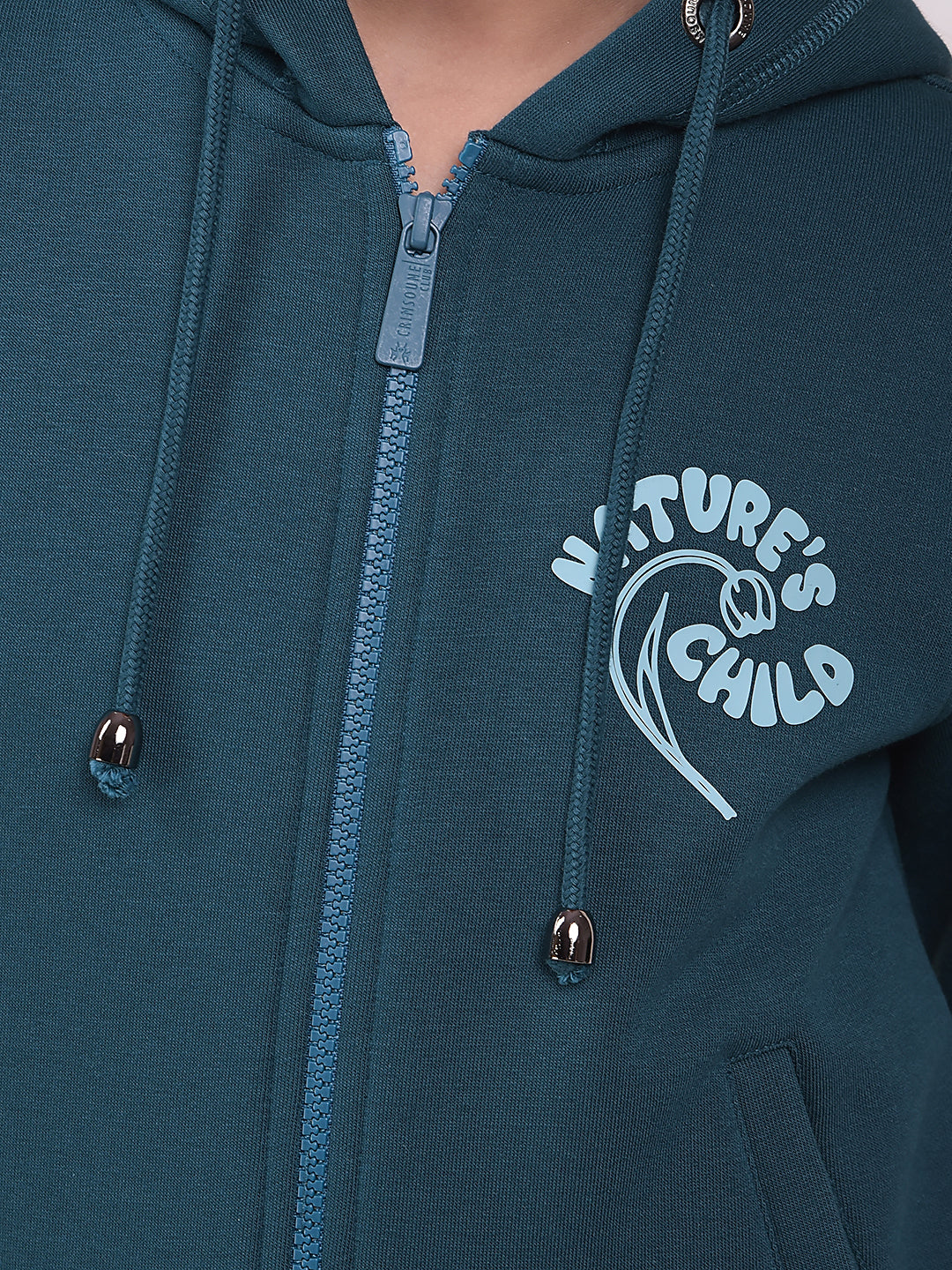 Blue Hooded Neck Sweatshirt