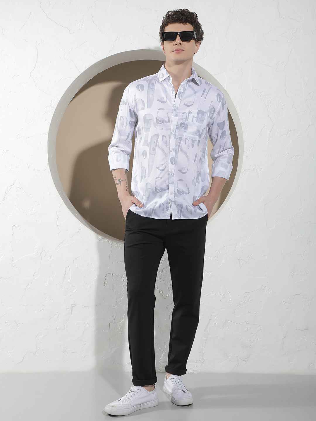 Mist Grey Printed Shirt