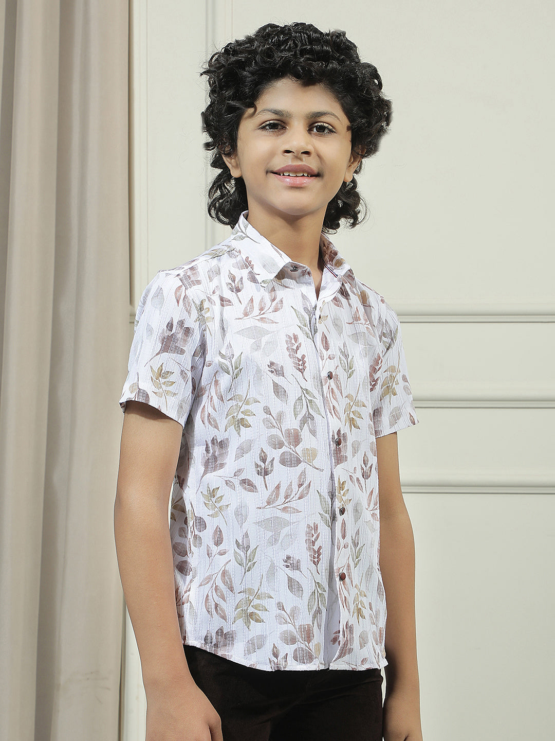 Beige Tropical Printed Shirt