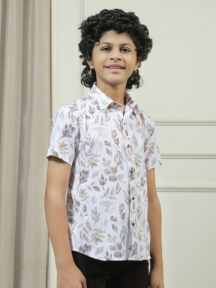 Beige Tropical Printed Shirt