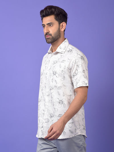 White Floral Print Shirt