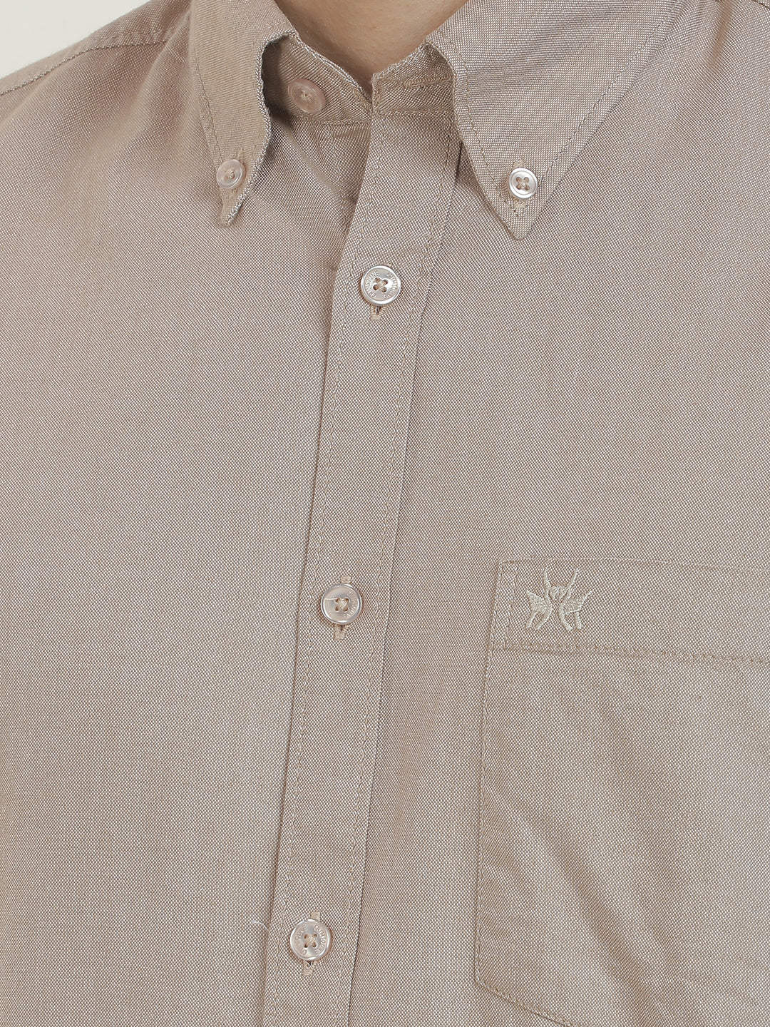 Khaki Button-Down Collar 100% cotton Shirt