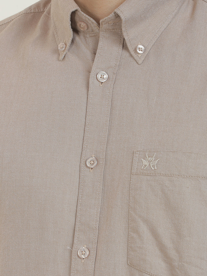 Khaki Button-Down Collar 100% cotton Shirt