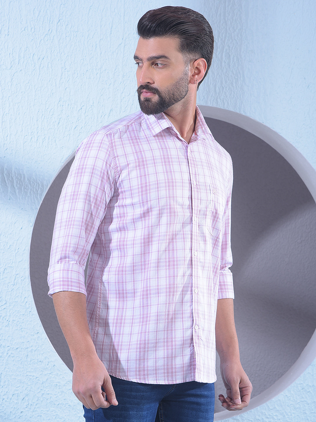 Pink Checked 100% Cotton Shirt