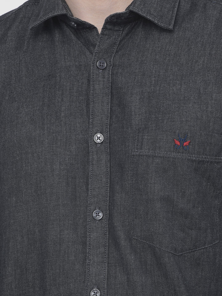Charcol Grey 100% Cotton Denim Shirt