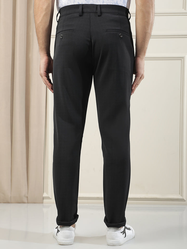 Navy Blue Checked Trousers