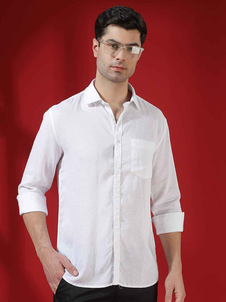 White Pure Linen Breeze Shirt
