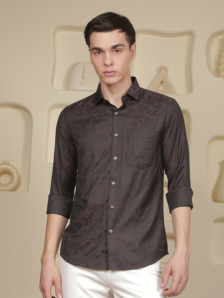 Brown Floral Print Shirt