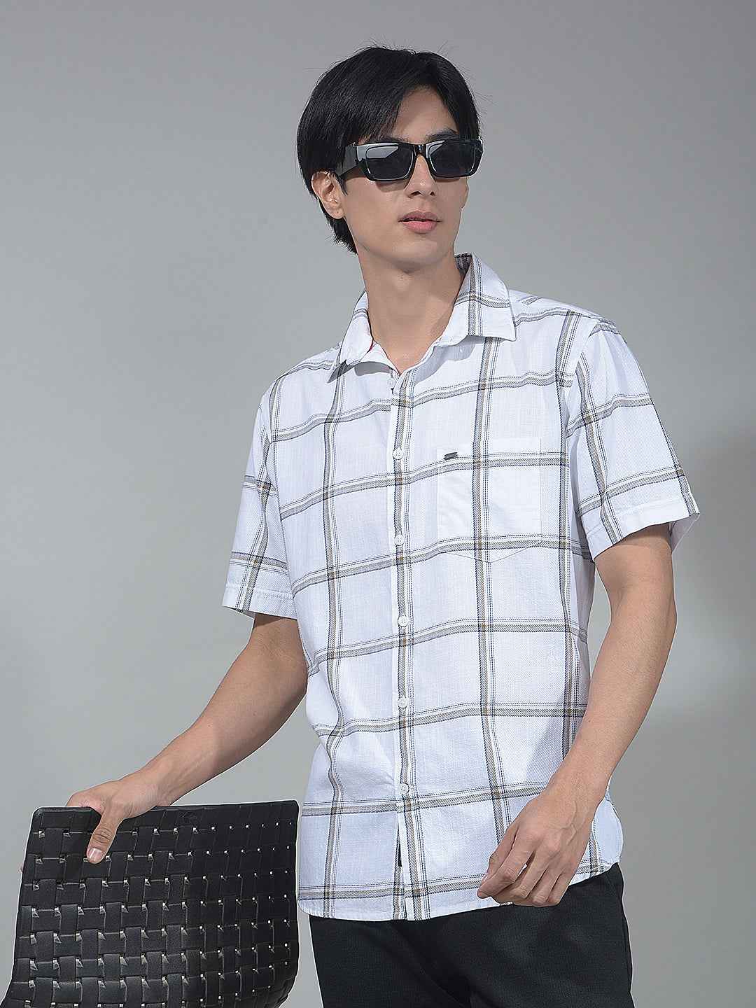 White Checked 100% Cotton Shirt