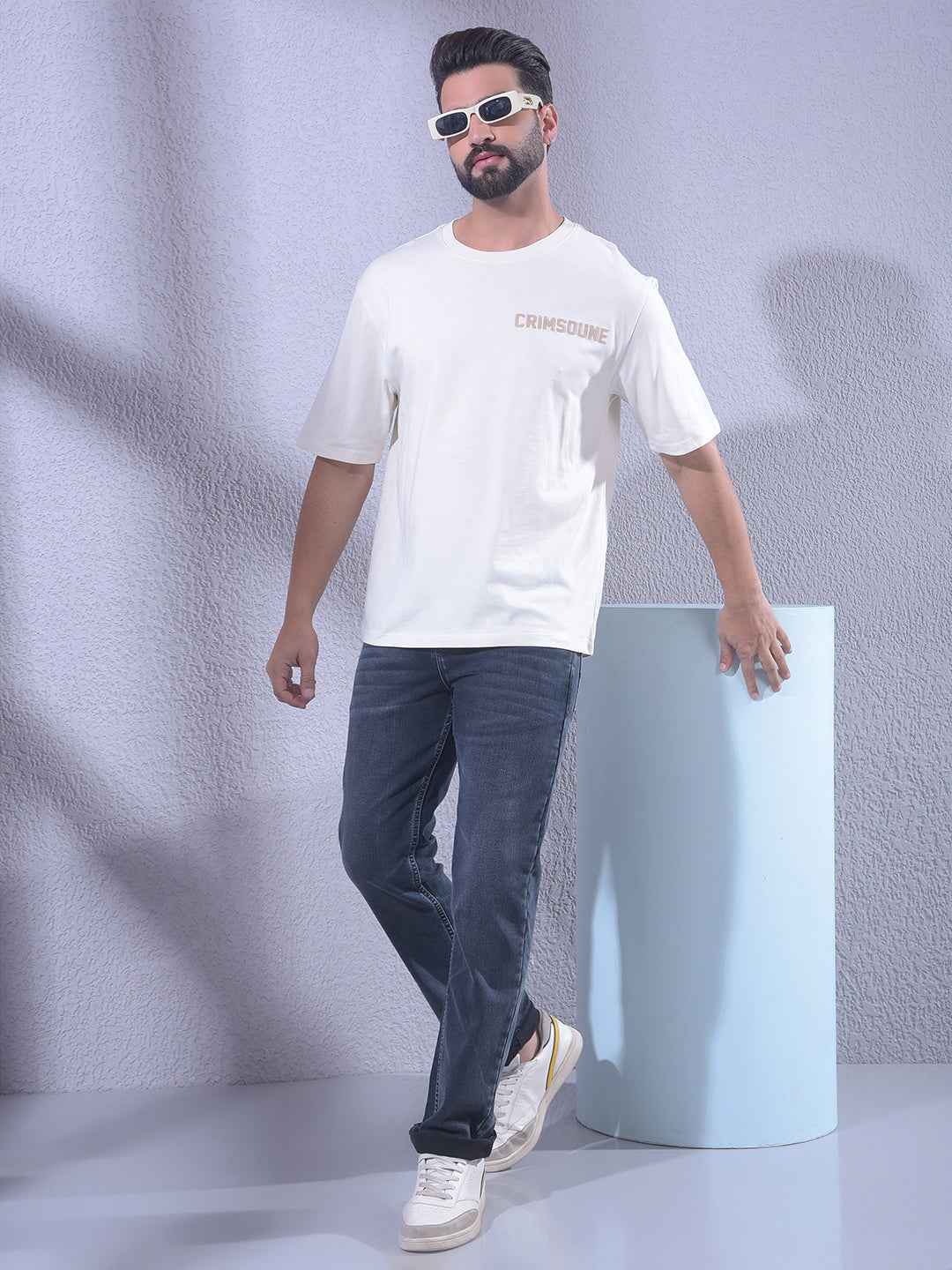 White 100% Cotton Oversize Brand Logo T-Shirt