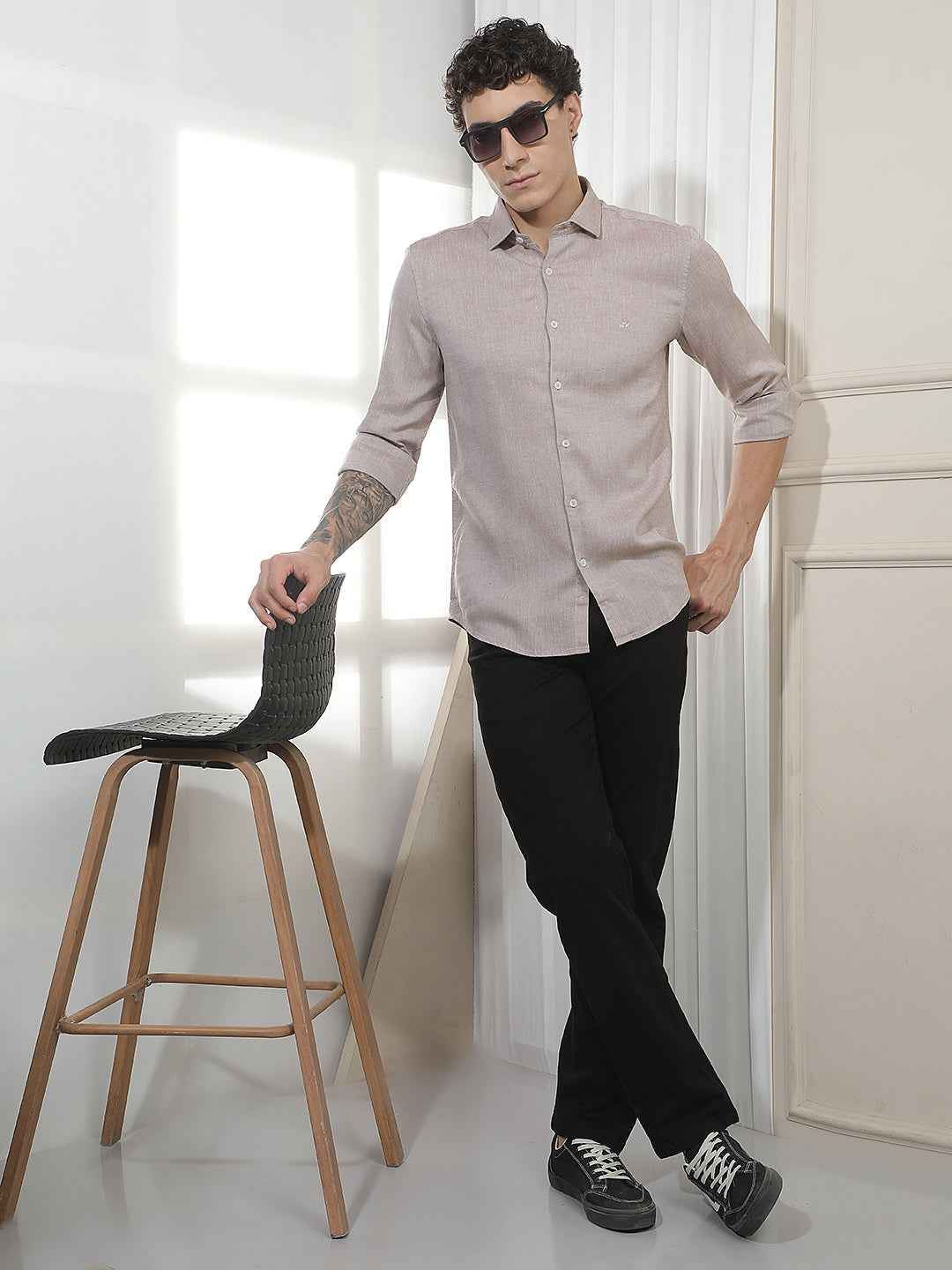Brown Casual Linen Shirt