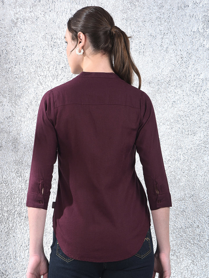Plum Allure Mandarin Shirt