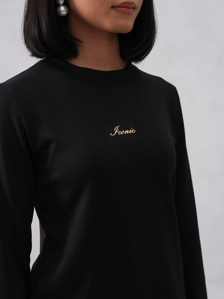 Black Typographic Printed T-Shirt