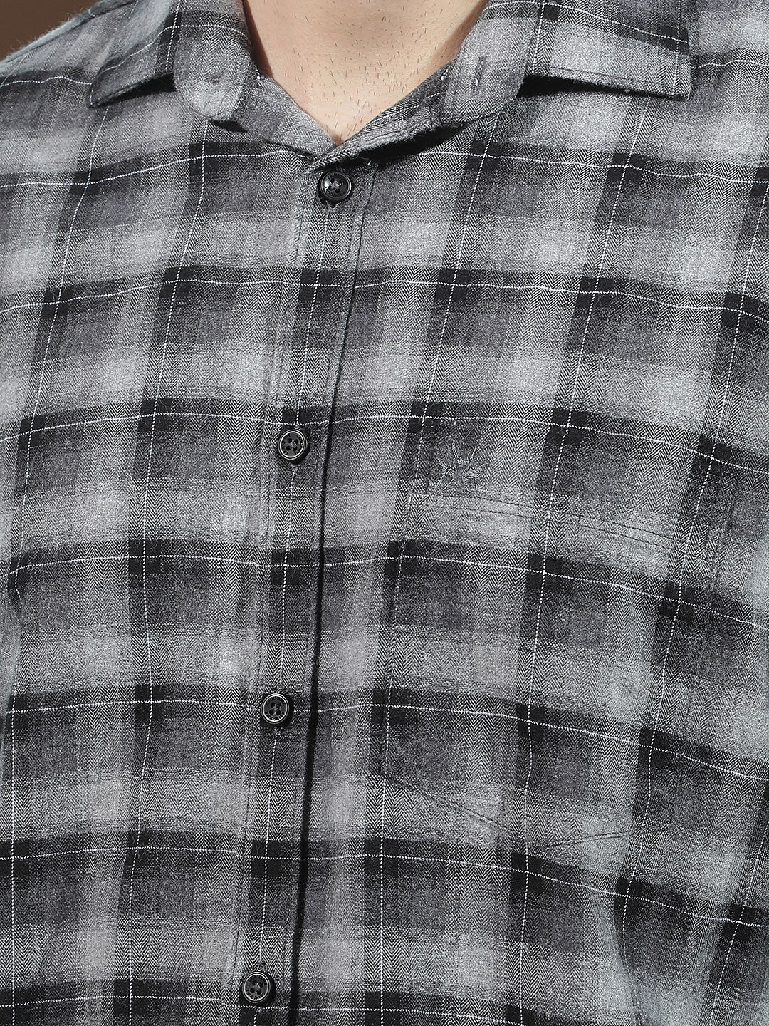 100% Cotton Grey Checked Shirt