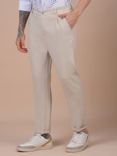 Beige Korean Fit Trousers