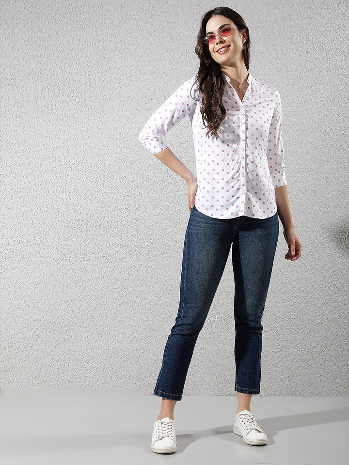 Pink Polka Dots V-Neck Shirt