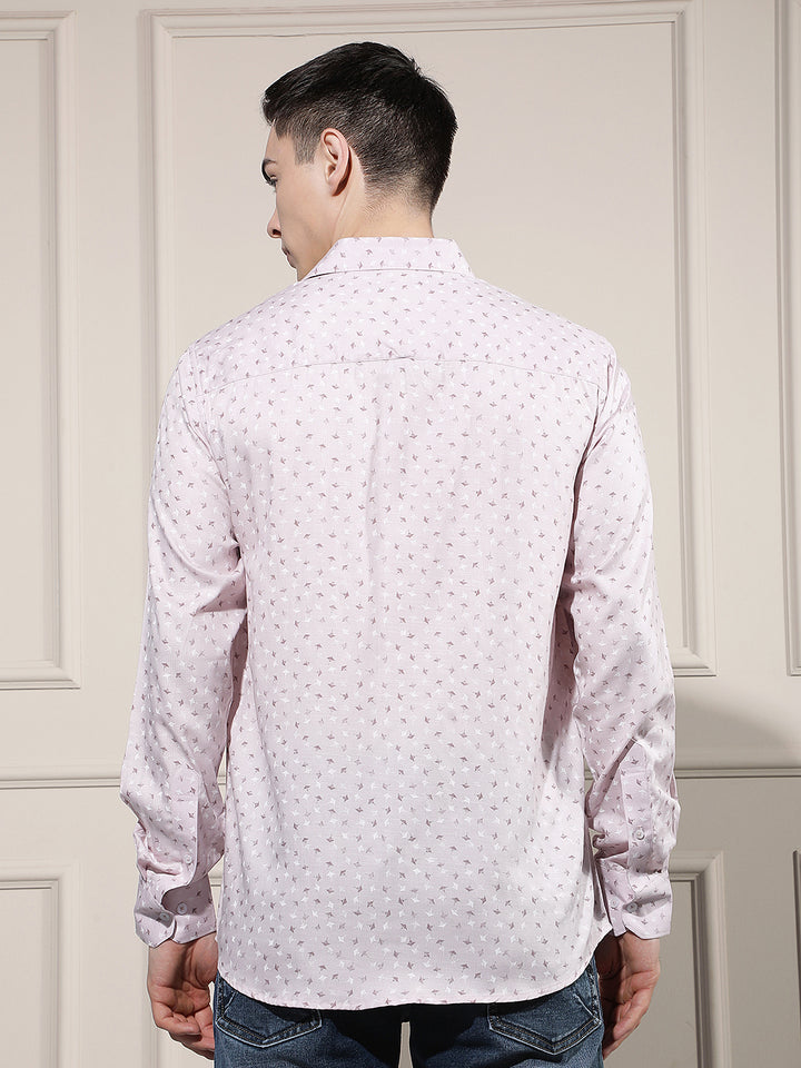 Sleek Blush Pink Printed Shirt