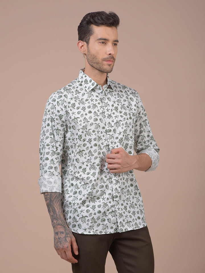 Green Printed 100% Cotton Shirt