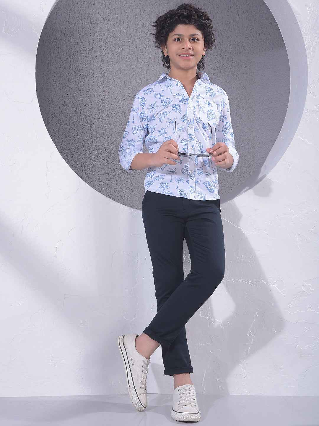 Blue Floral Print Shirt