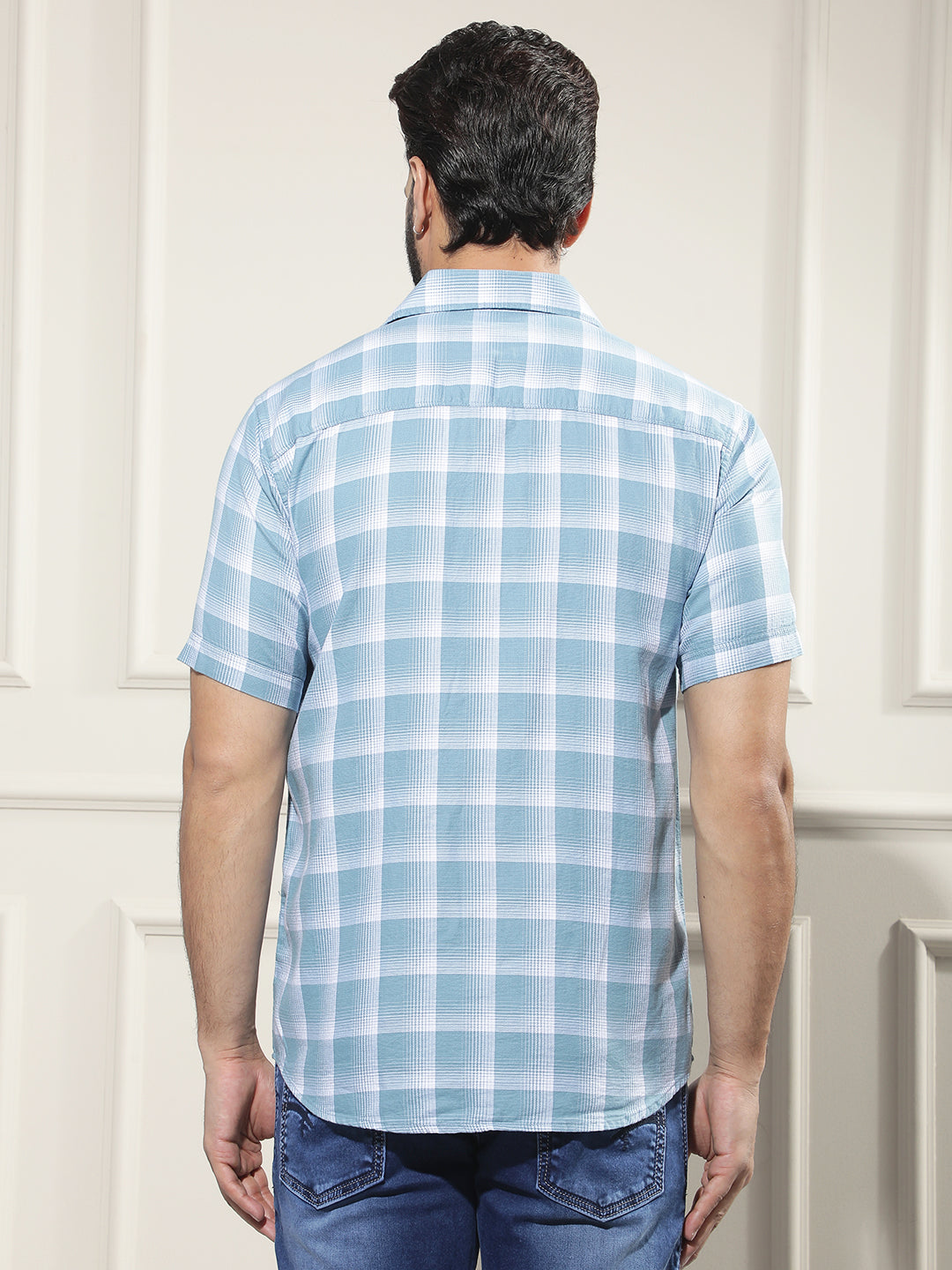 Blue Checked 100% Cotton Shirt